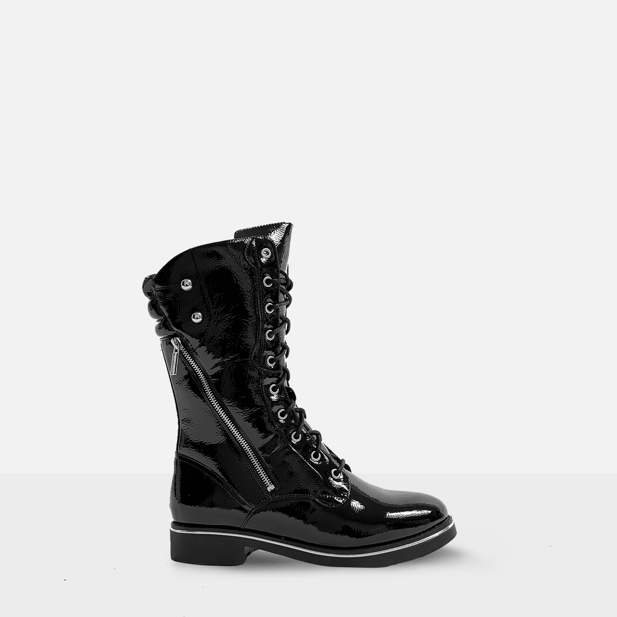 PATRICIA Black Crinkle Patent / Suede